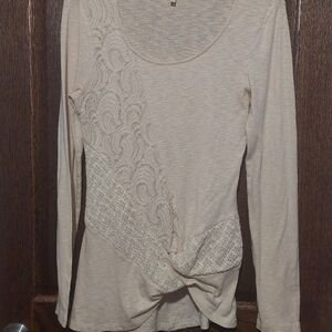 Elegant Cream Lace Detail Women's Top